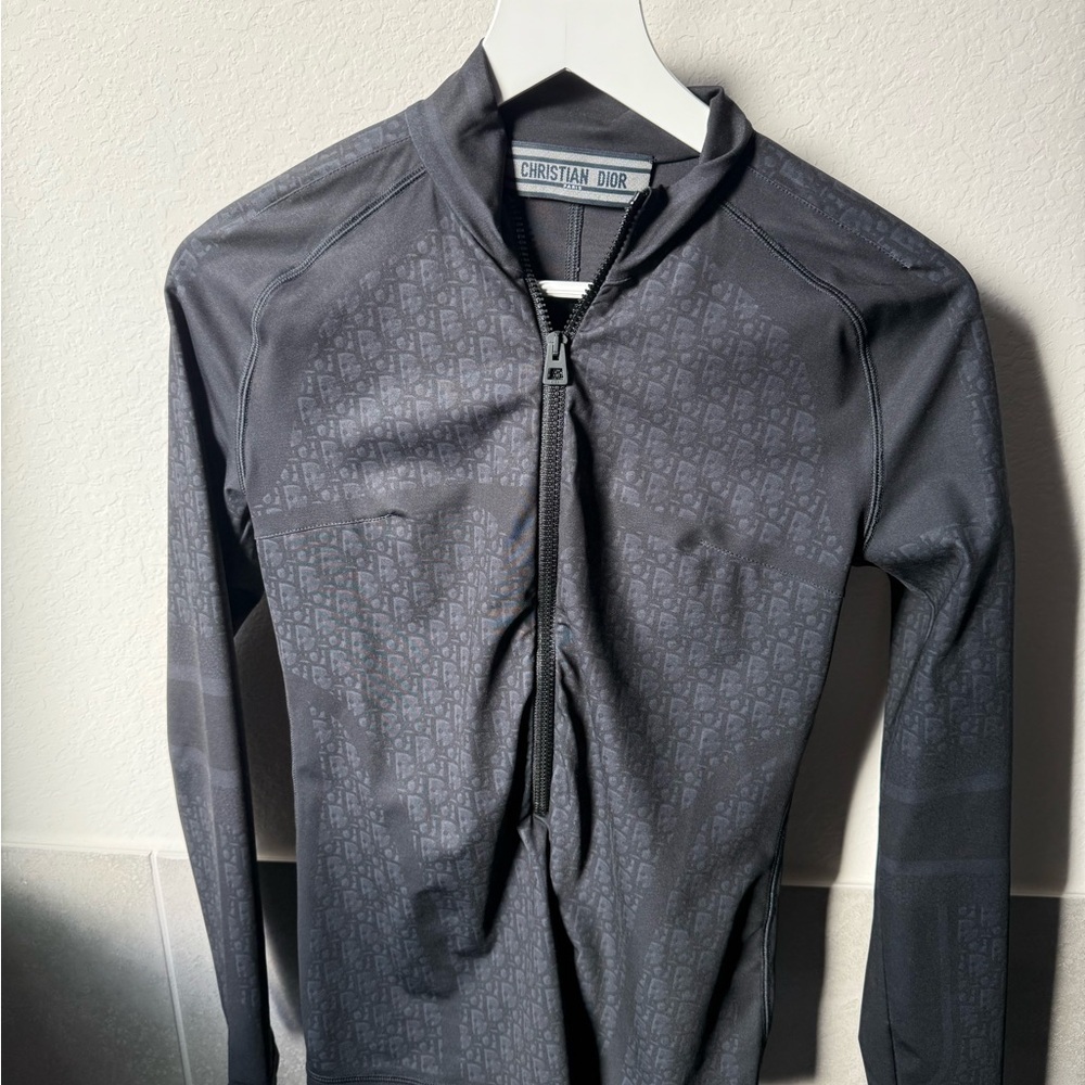 Dior black Oblique half zip top size large